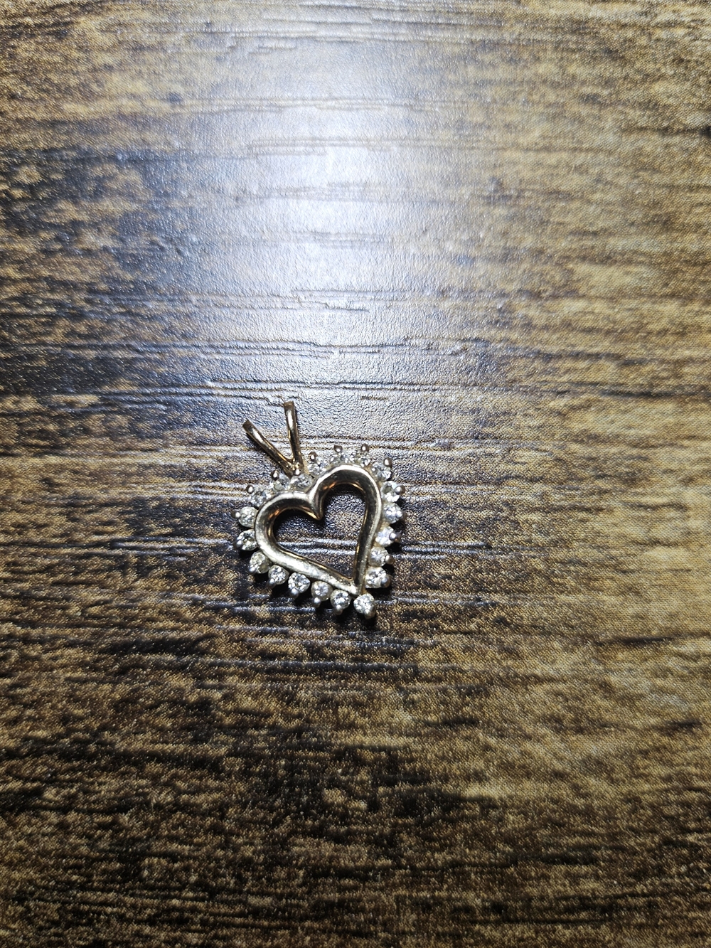 Gold Heart Pendant Necklace with Clear Stones - Elegant Women’s Jewelry